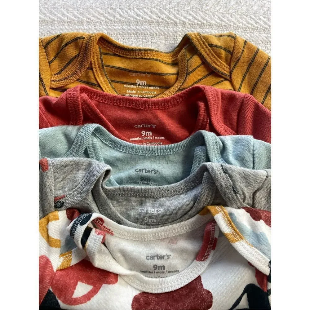 Carter's Boys 9 Month 5-Pack Short-Sleeve Truck Design Bodysuits